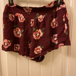 Floral red shorts